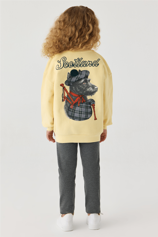 Tyess Kız Çocuk Transfer Baskılı Bisiklet Yaka Sarı SweatshirtTyess Kız Çocuk Transfer Baskılı Bisiklet Yaka Sarı Sweatshirt