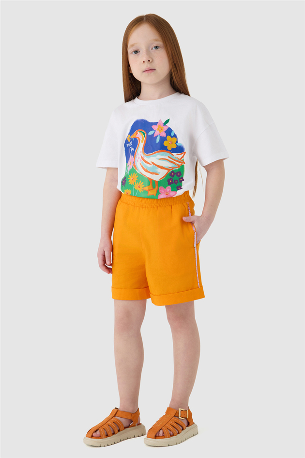 Tyess Girl Orange Shorts Tyess Girl Orange Shorts 