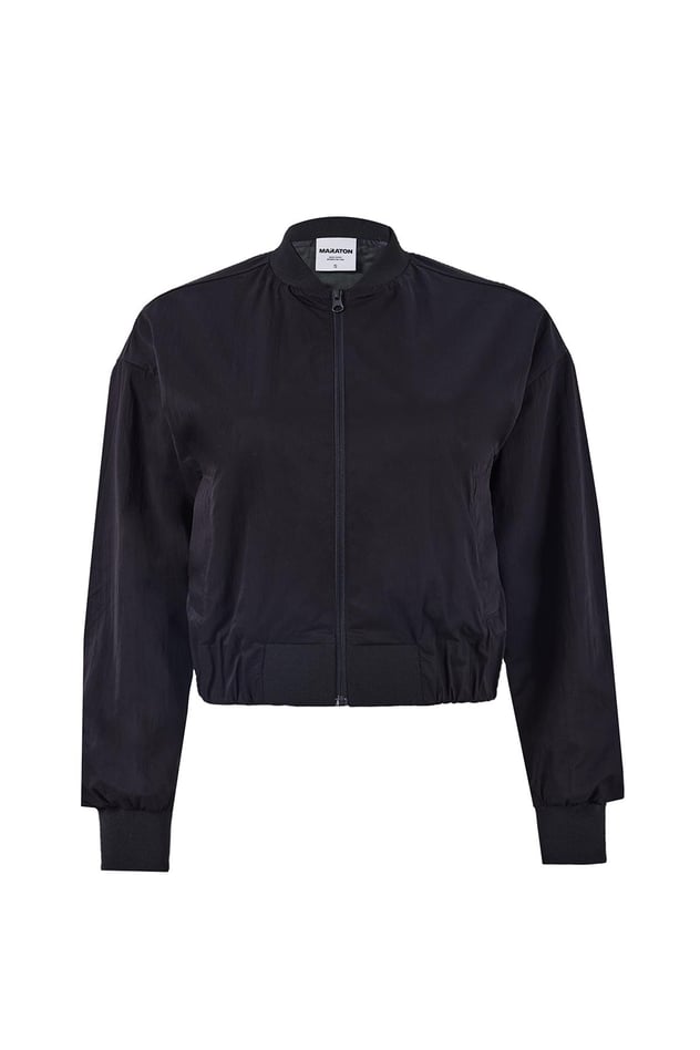 Maraton CASUAL Comfort Kadın Hakim Yaka  Takma Kol HYPE Siyah Eşofman Üstü 23818