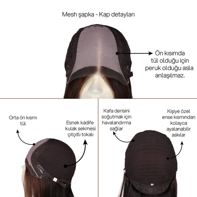 SARI OMBRELİ UZUN TÜL PERUK 