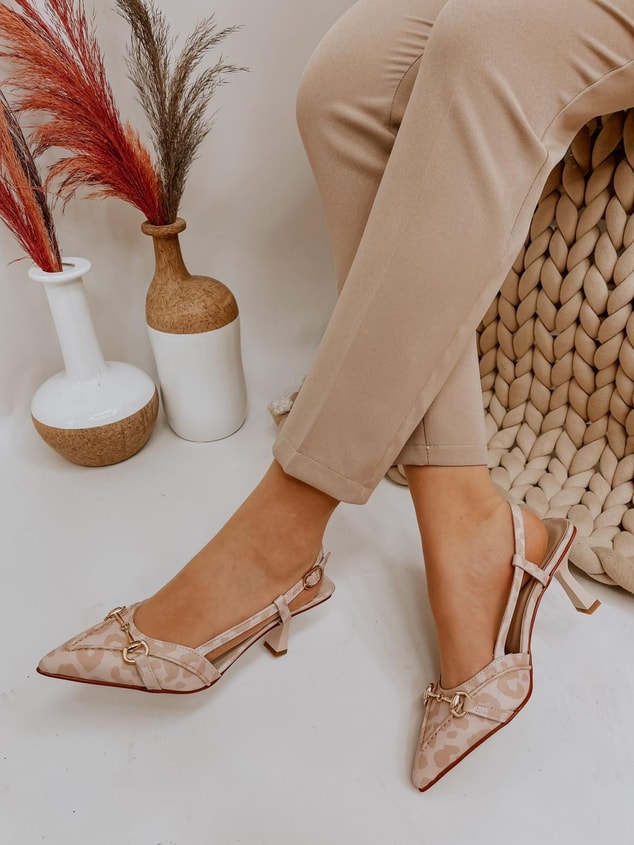 Bej Leopar (Moss) Toka Detay Kadın Stiletto