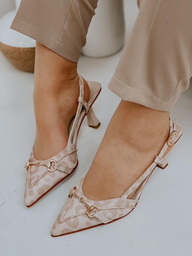 Bej Leopar (Moss) Toka Detay Kadın Stiletto