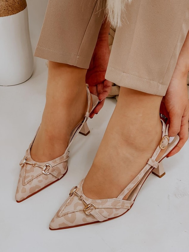 Bej Leopar (Moss) Toka Detay Kadın Stiletto