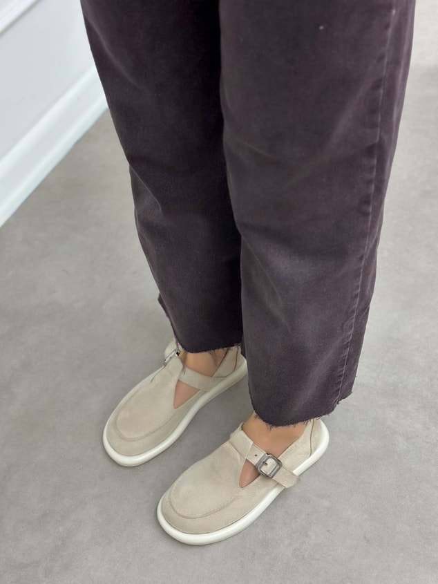 Bej Süet (Olivia) Toka Detaylı Kadın Loafer