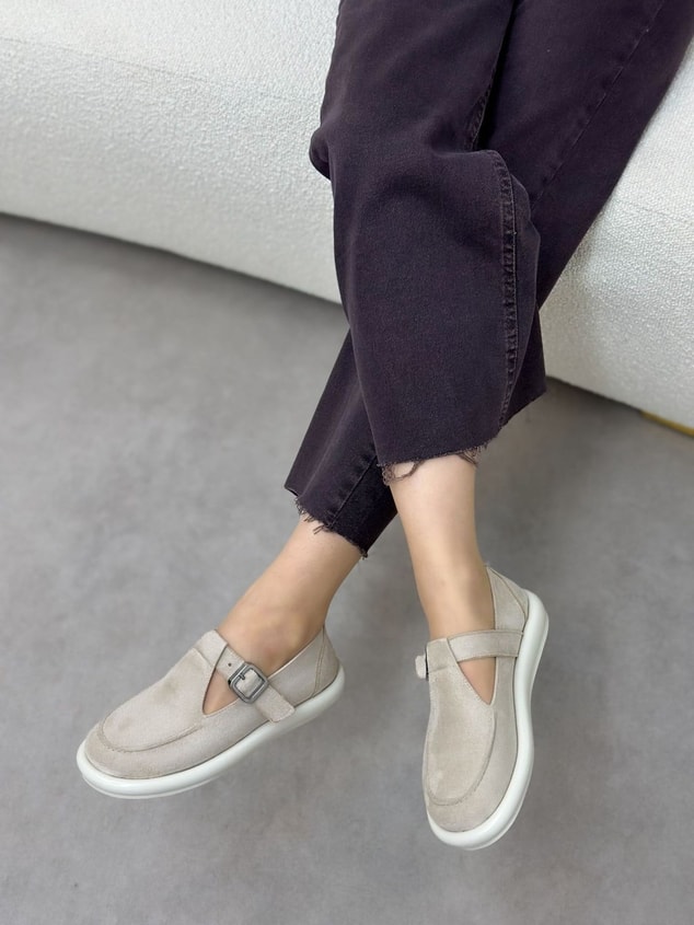 Bej Süet (Olivia) Toka Detaylı Kadın Loafer