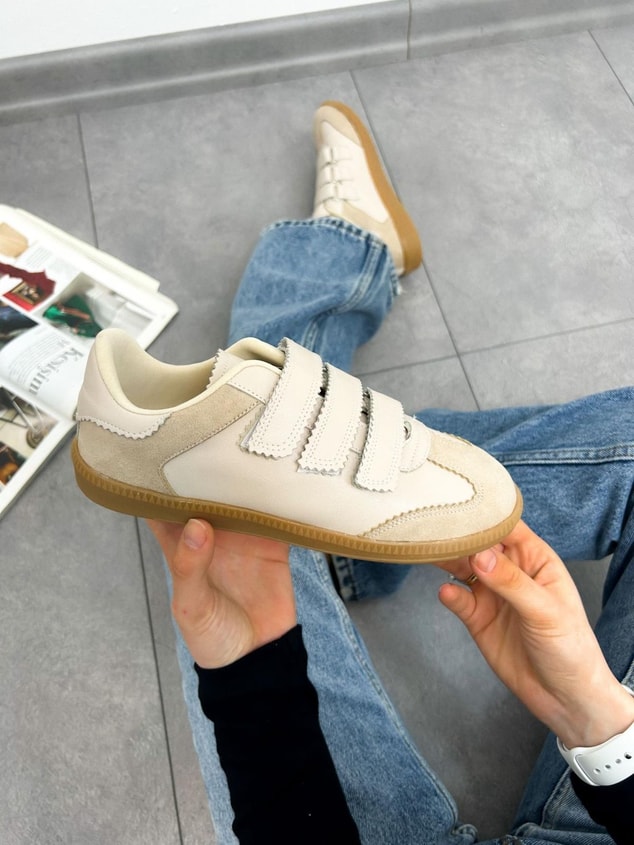 Bej Süet (Yale) Kadın 3 Cırtlı Sneakers