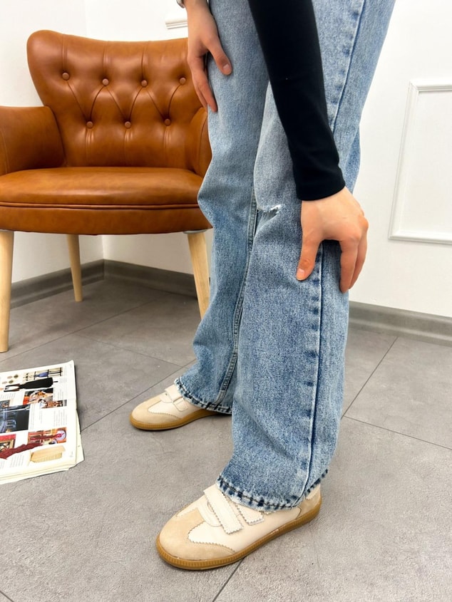 Bej Süet (Yale) Kadın 3 Cırtlı Sneakers