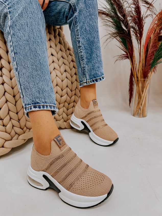 Bej Triko (Vegas) Taş Detay Kadın Sneakers
