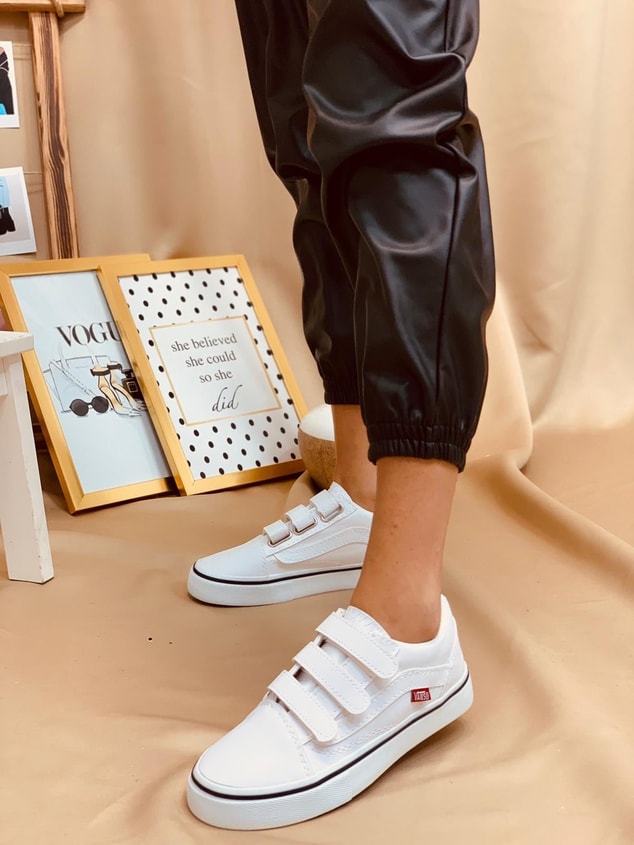 Beyaz Bantlı (Vans) Kadın Spor Ayakkabı Sneakers