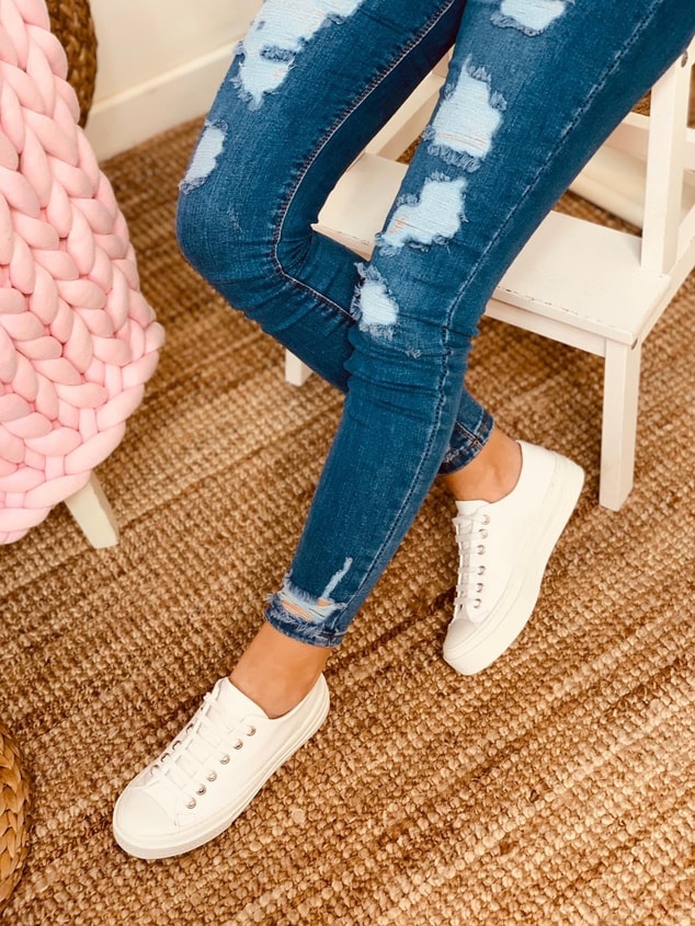 Beyaz Kırışık Rugan (Daniel) Kadın Yüksek Tabanlı Sneakers