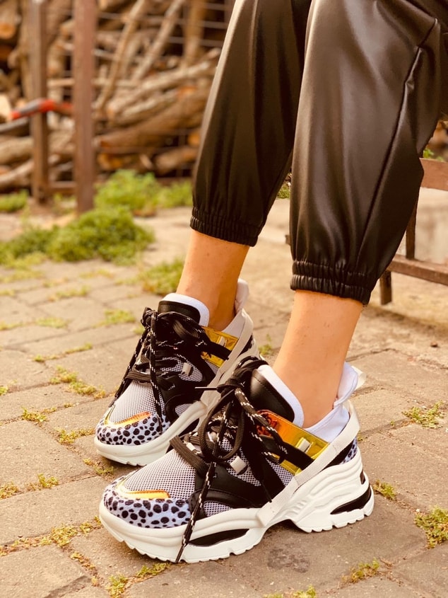 Beyaz Leopar (Sentello) Kadın Spor Ayakkabı Sneakers