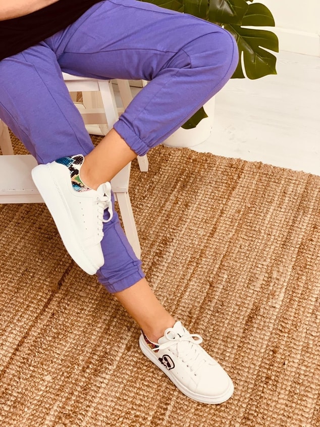 Beyaz Piton (Carl) Spor Ayakkabı (Thor) Kadın Sneakers