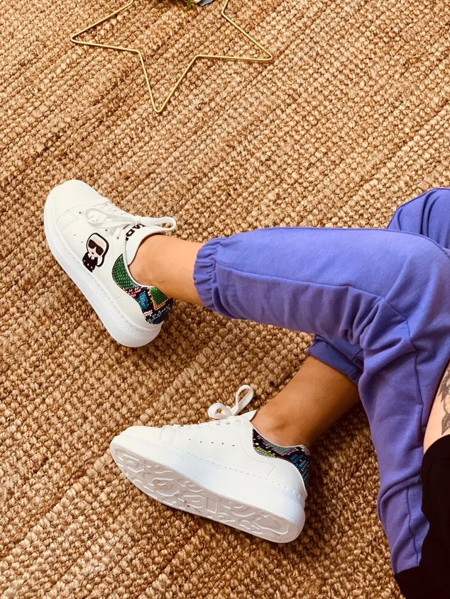 Beyaz Piton (Carl) Spor Ayakkabı (Thor) Kadın Sneakers