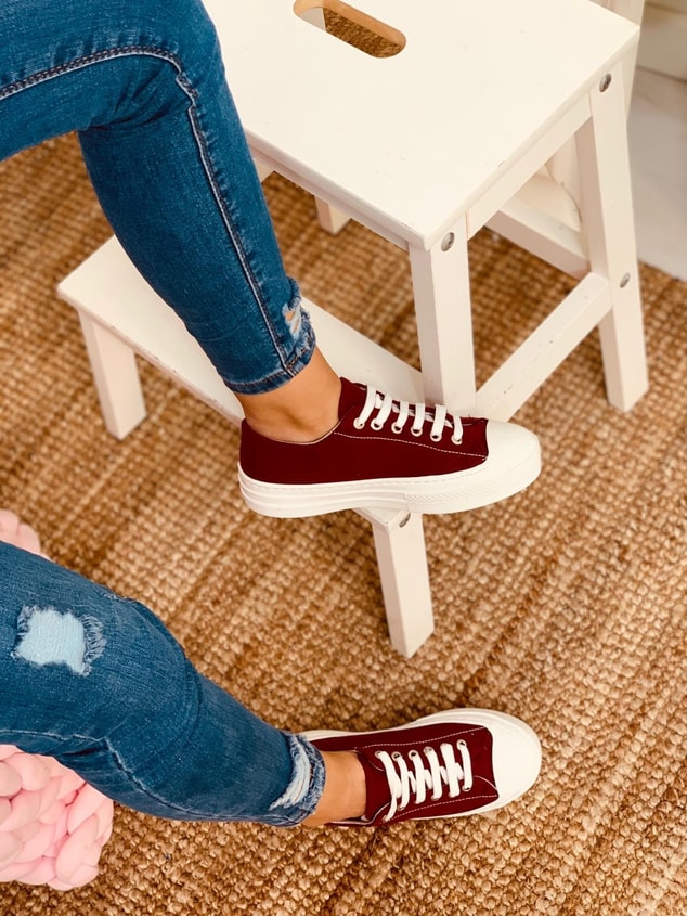 Bordo (Daniel) Kadın Yüksek Tabanlı Sneakers