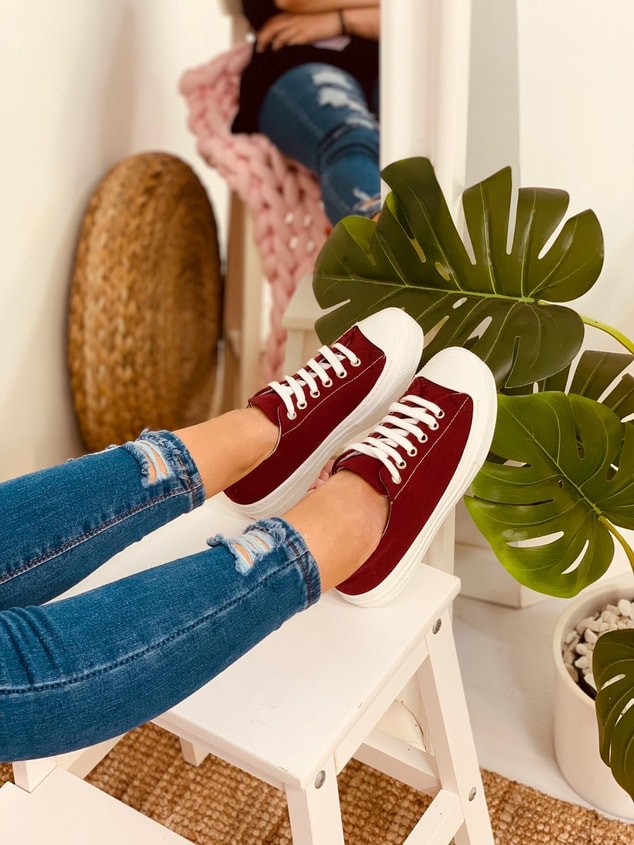 Bordo (Daniel) Kadın Yüksek Tabanlı Sneakers