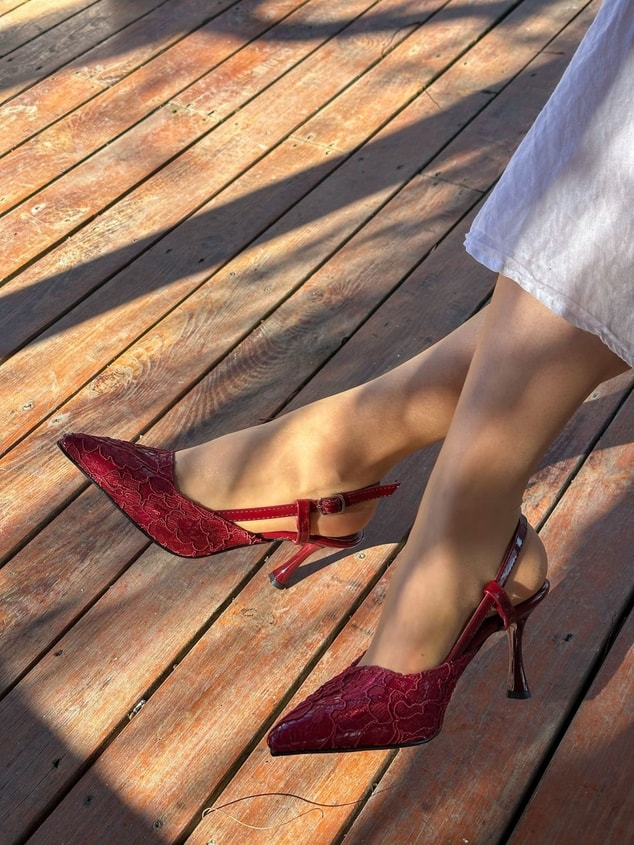 Bordo Dantelli (Slow) Topuklu Kadın Stiletto
