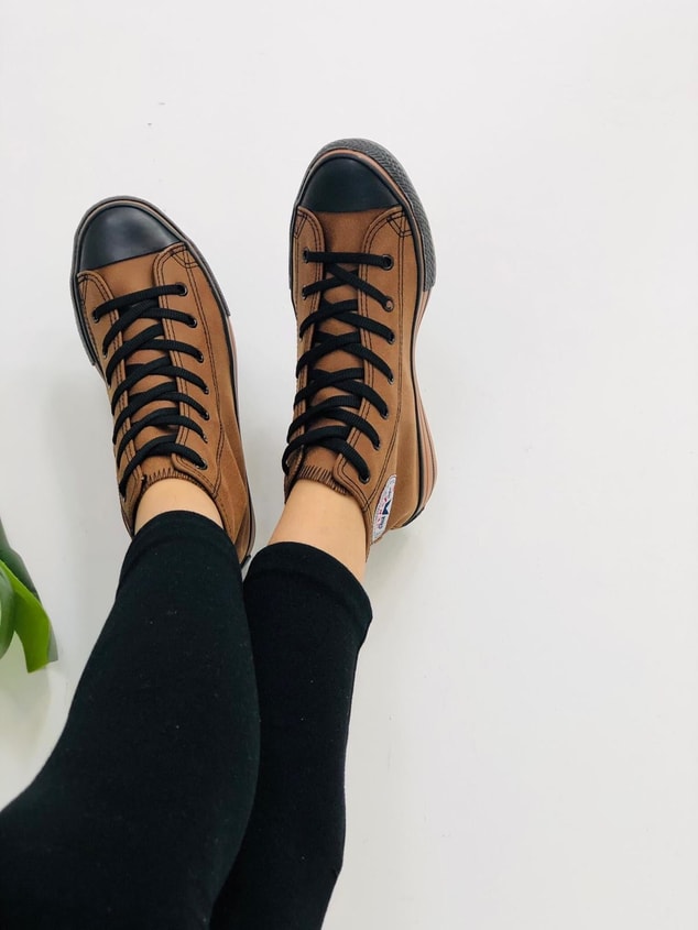 Bot Taba Deri Tozu (Converse) Kadın Spor Ayakkabı Sneakers