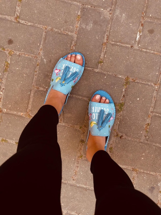 Frida Mavi Summer Ince Taban Babet-Sandalet
