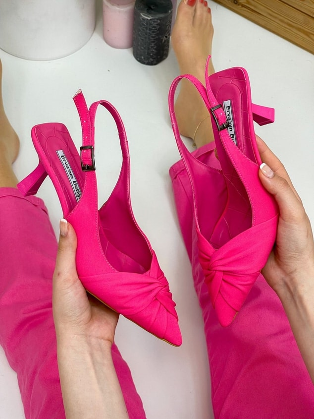Fuşya Saten (Bow) Fiyonk Detay Kadın Stiletto