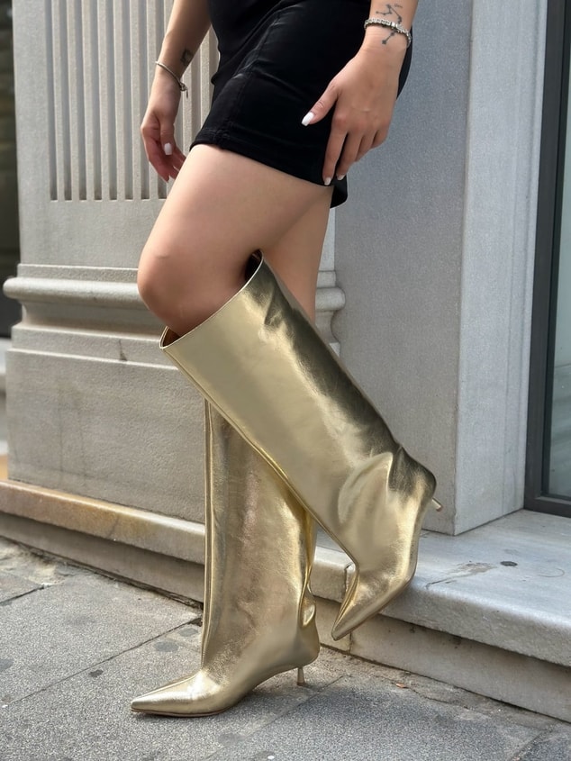 Gold Cilt (Veray) XL Oversize Kalın Baldır 5 Cm Mini Topuk Çizme