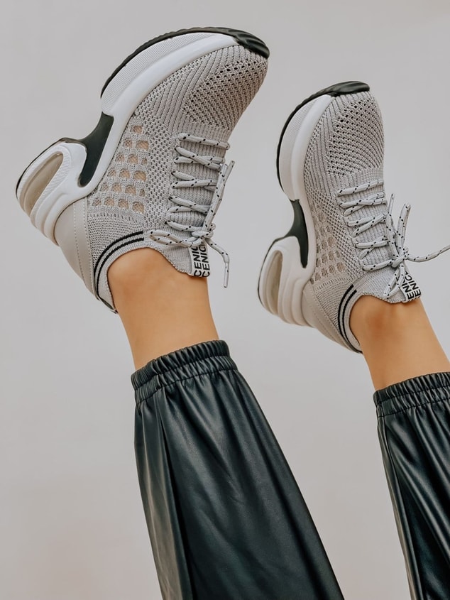 Gri Triko (Stan) Kadın Bağcıklı Sneakers
