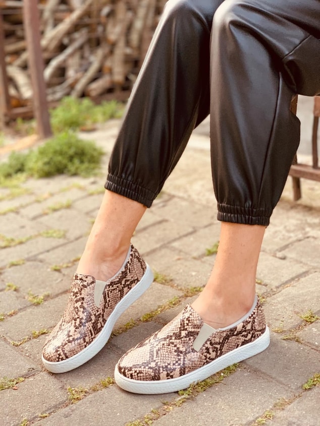 Kahve-Piton (Bone) Kadın Spor Ayakkabı Sneakers