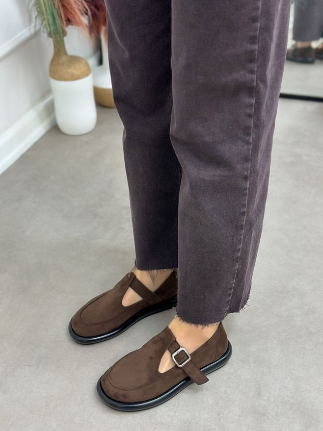 Kahve Süet (Olivia) Toka Detaylı Kadın Loafer