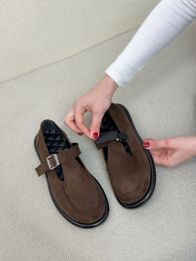 Kahve Süet (Olivia) Toka Detaylı Kadın Loafer