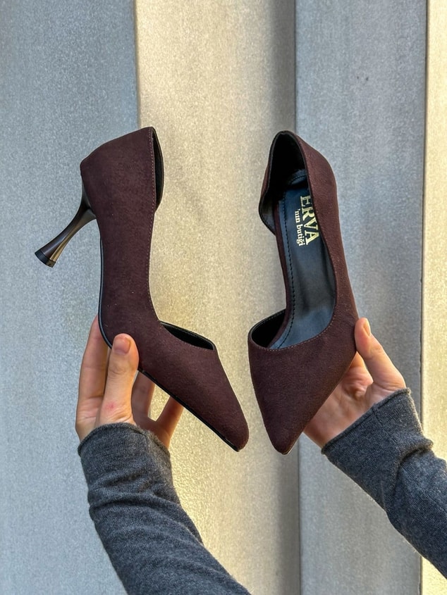 Kahve Süet (Vary) Topuklu Kadın Stiletto