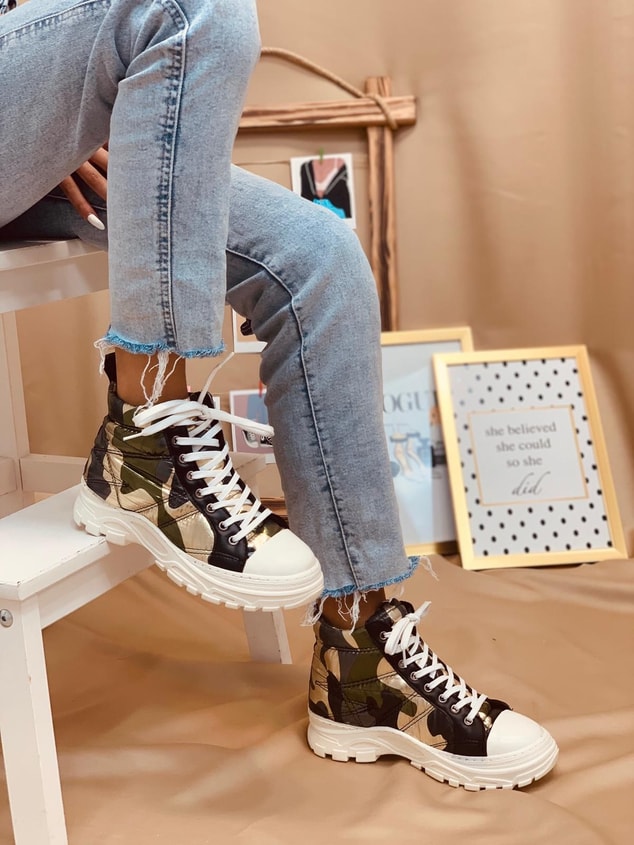 Kamuflaj (Faylinn) Kadın Bot - Sneakers