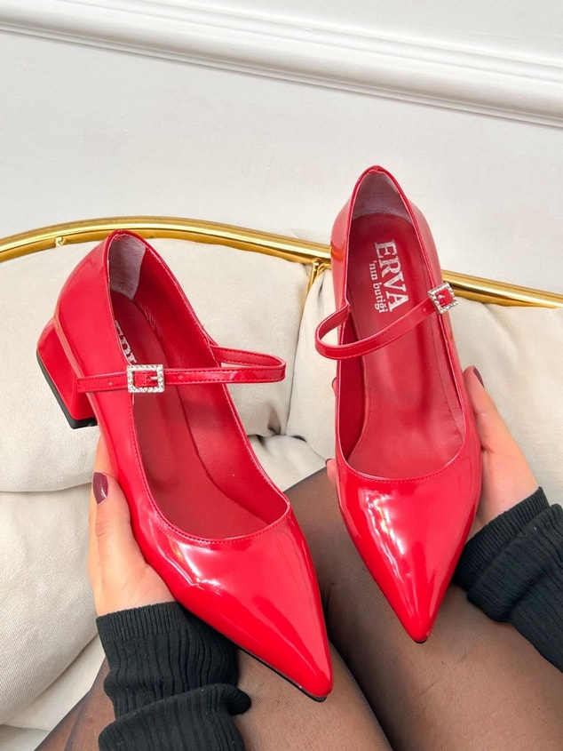 Kırmızı Rugan (Kylie) Kadın Topuklu Ayakkabı