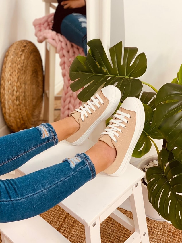 Krem (Daniel) Kadın Yüksek Tabanlı Sneakers