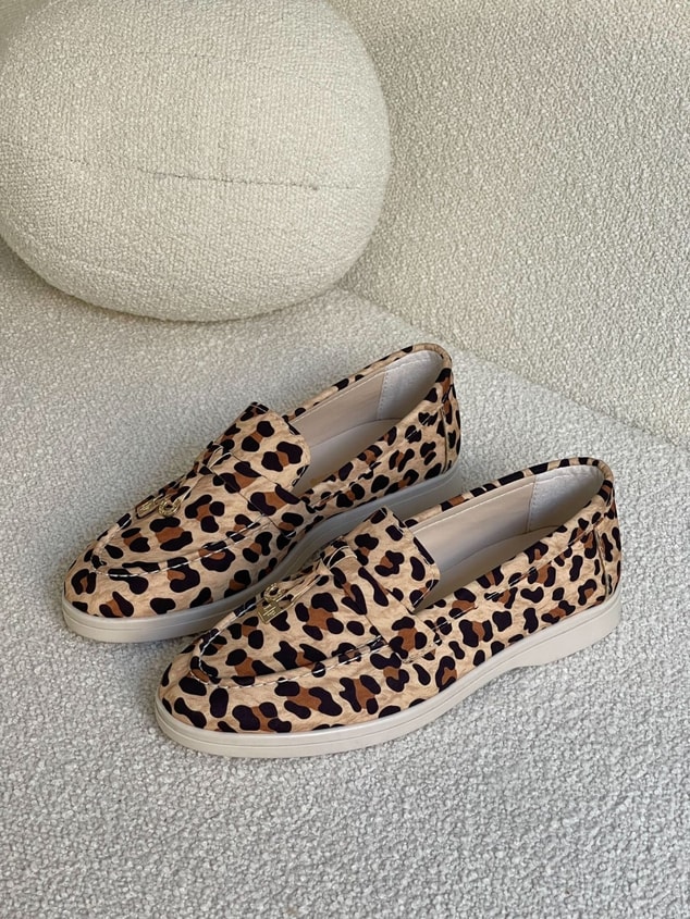 Leopar Saten (Liona) Püsküllü Kadın Loafer