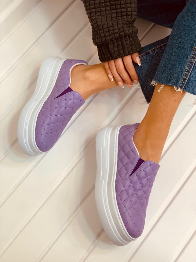 Mor Kapitone (Hazel) Kadın Sneakers