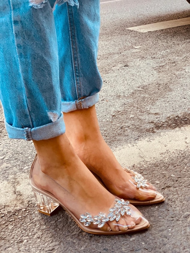 Nude Şeffaf - Taşlı (Dark Plus) Kadın Stiletto