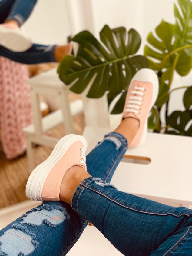 Pudra Keten (Daniel) Kadın Yüksek Tabanlı Sneakers