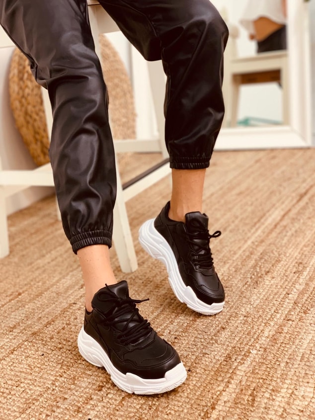 Siyah Beyaz (Tiger) Spor Ayakkabı Kadın Sneakers
