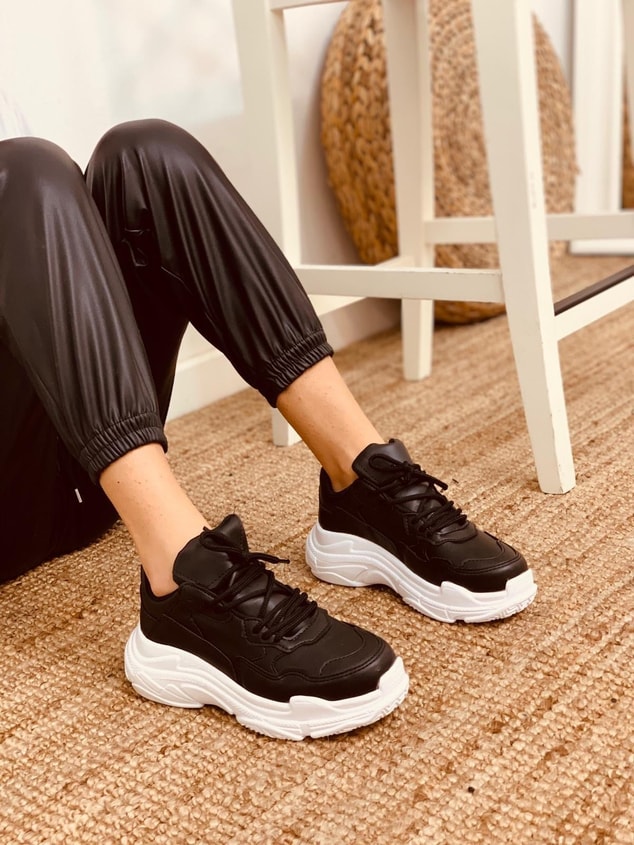Siyah Beyaz (Tiger) Spor Ayakkabı Kadın Sneakers