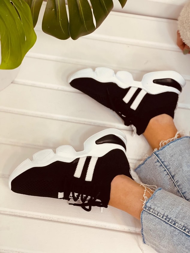 Siyah-Beyaz Triko (Cool) Kadın Sneakers