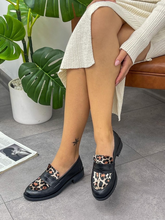 Siyah Cilt Leoparlı (Your) Kadın Loafer