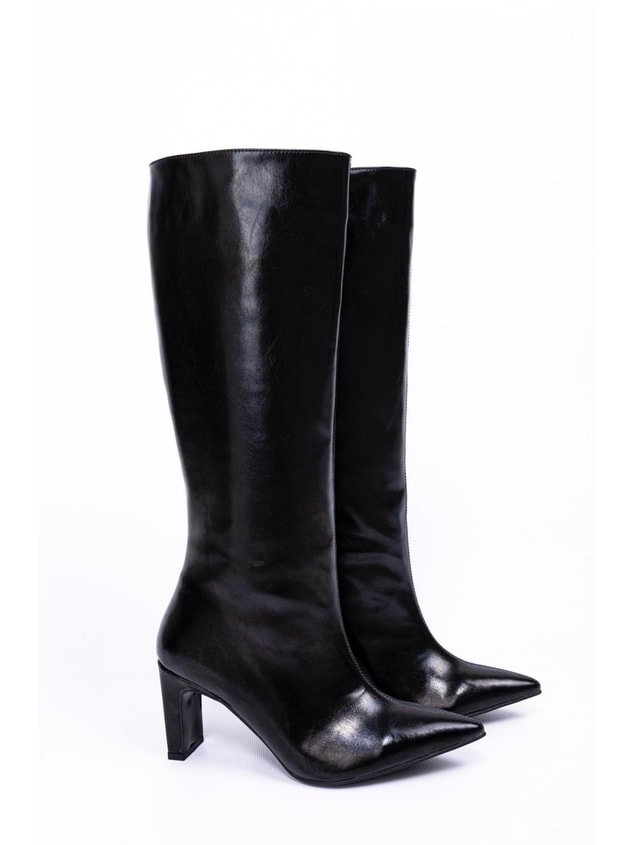 Siyah Cilt (Sophie) Topuklu Kadın Çizme