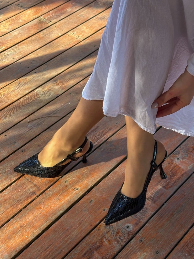 Siyah Dantelli (Slow) Topuklu Kadın Stiletto