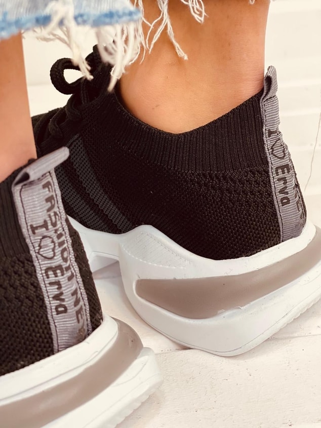 Siyah-Füme Triko (Cool) Kadın Sneakers