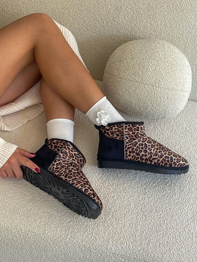 Siyah Leoparlı Kar Botu (Mini) Kadın Bot