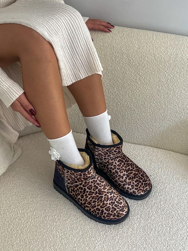Siyah Leoparlı Kar Botu (Mini) Kadın Bot