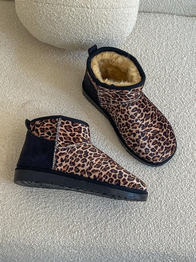 Siyah Leoparlı Kar Botu (Mini) Kadın Bot