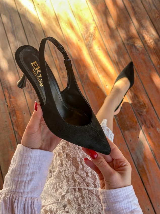 Siyah Süet (Ketty) Kadın Topuklu Stiletto