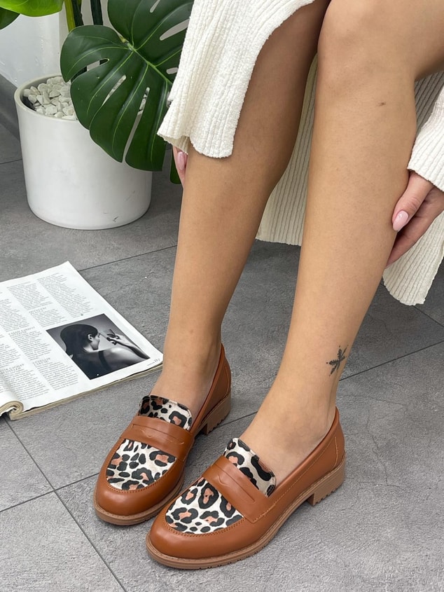 Taba Cilt Leoparlı (Your) Kadın Loafer