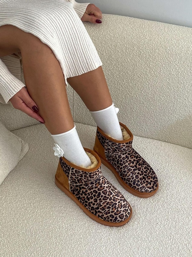 Taba Leoparlı Kar Botu (Mini) Kadın Bot