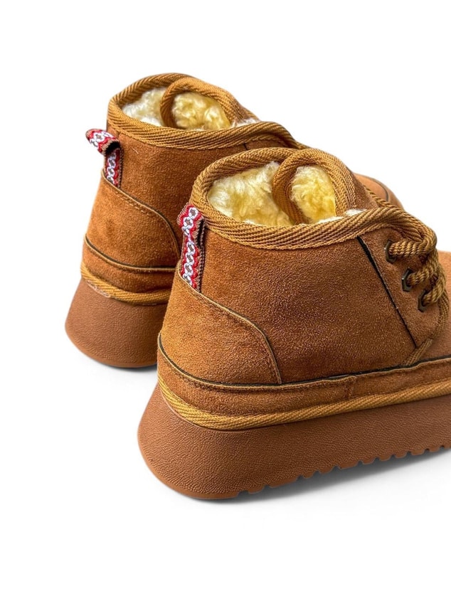 Taba Süet (Muffin) Bağcıklı Kadın Kar Botu